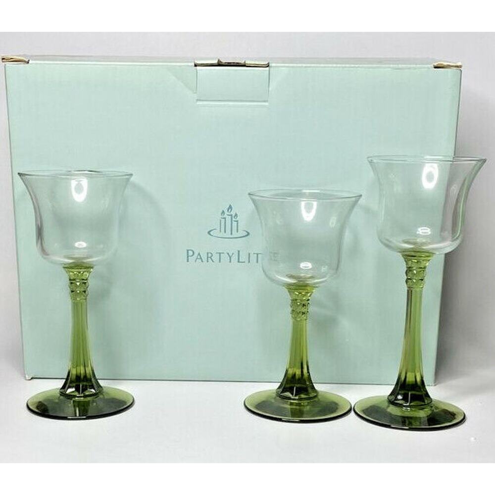 PartyLite Radiant Glow Stemmed Votive Holder Trio Retired NIB P4H/P7998